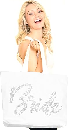 Rhinestone Canvas Bride Tote - Bride to Be Gift Bags JUMBO SIZE 18 x 14 Tote Bag - Tote Bag Bridal Gifts