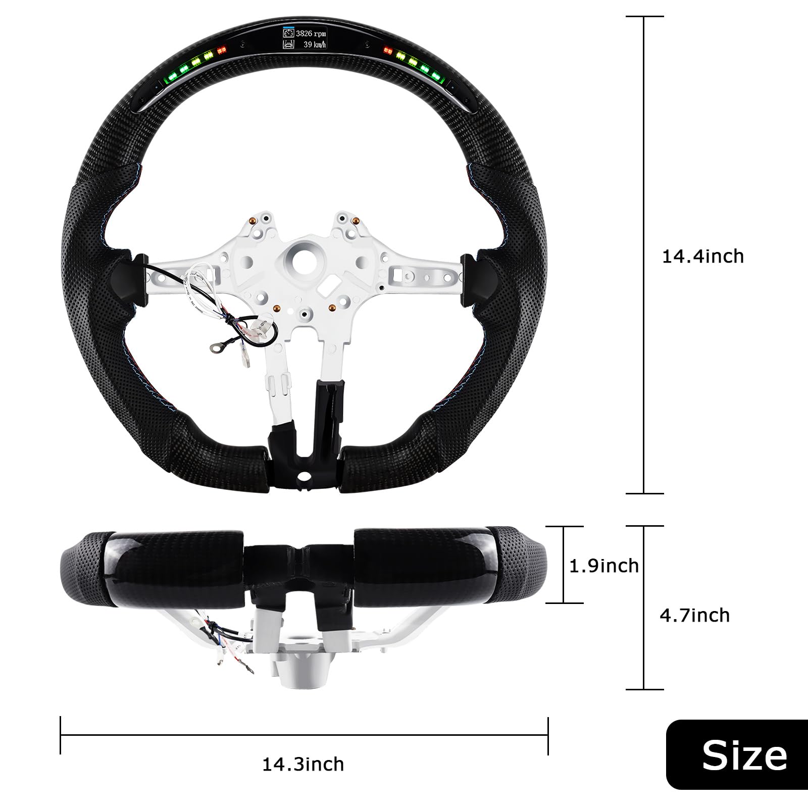 Carbonfaser-Lenkrad, LED-Schaltanzeige Lenkrad für BMW M Sportserie/M Performance Serie M5 F10 F11 F06 F12 F13 F01 F02 F03 GTF07 M5 F10/F90 M6 F06/F12/F13 M8 F91/F92/F93