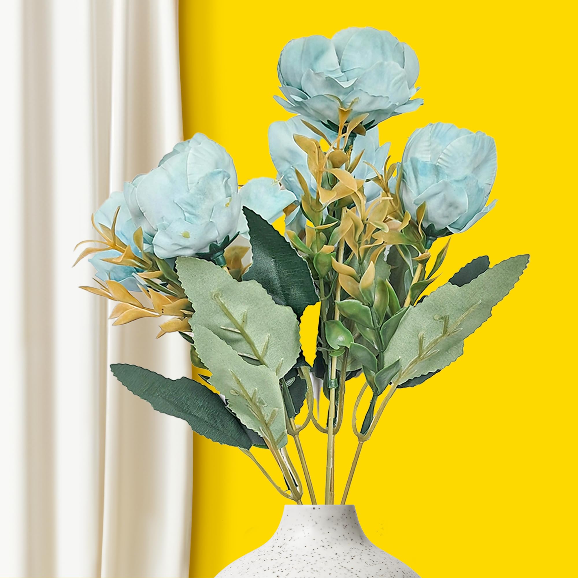 Kraft Seeds by 10CLUB Artificial Peonies | Light Blue Flowers with Green Fillers | 5 Stems | (Vase not Included) (B0CKFC45R8) Amazon Price History, Amazon Price Tracker