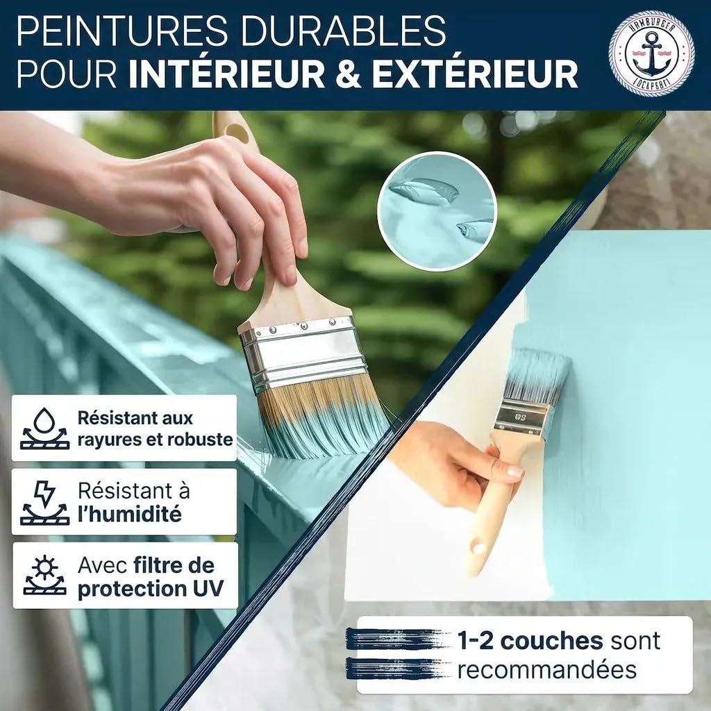 Peinture meuble satiné bleu saphir RAL 5003 bleu Laque pour meubles sans ponçage pour bois et métal - Intérieur & Extérieur (1 L) Hamburger Lack-Profi