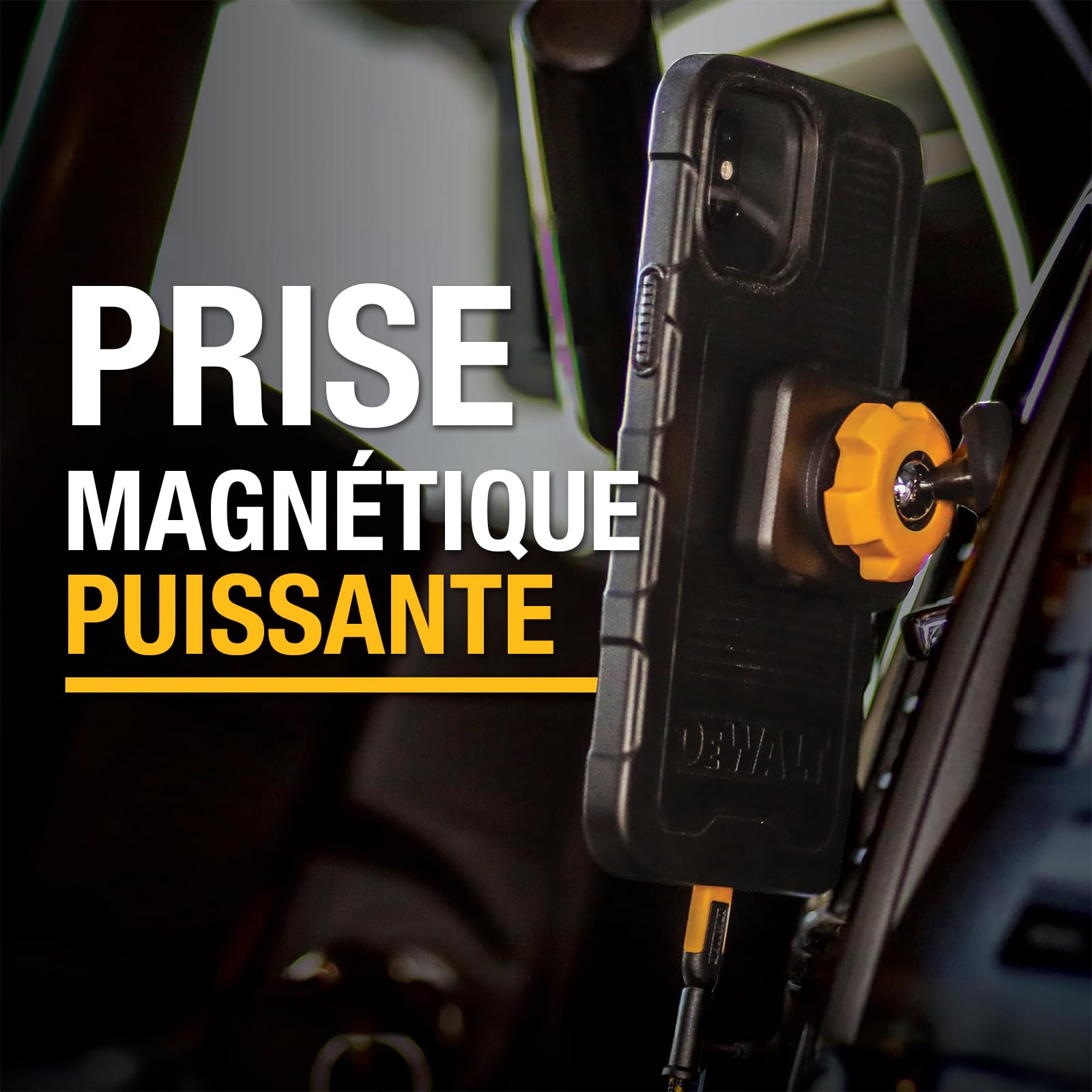 DEWALT Coque magnétique Robuste pour iPhone 15, Compatible avec MagSafe, résistante aux Chutes, aux Chocs, Coque Fine pour iPhone 15, Noir Mat