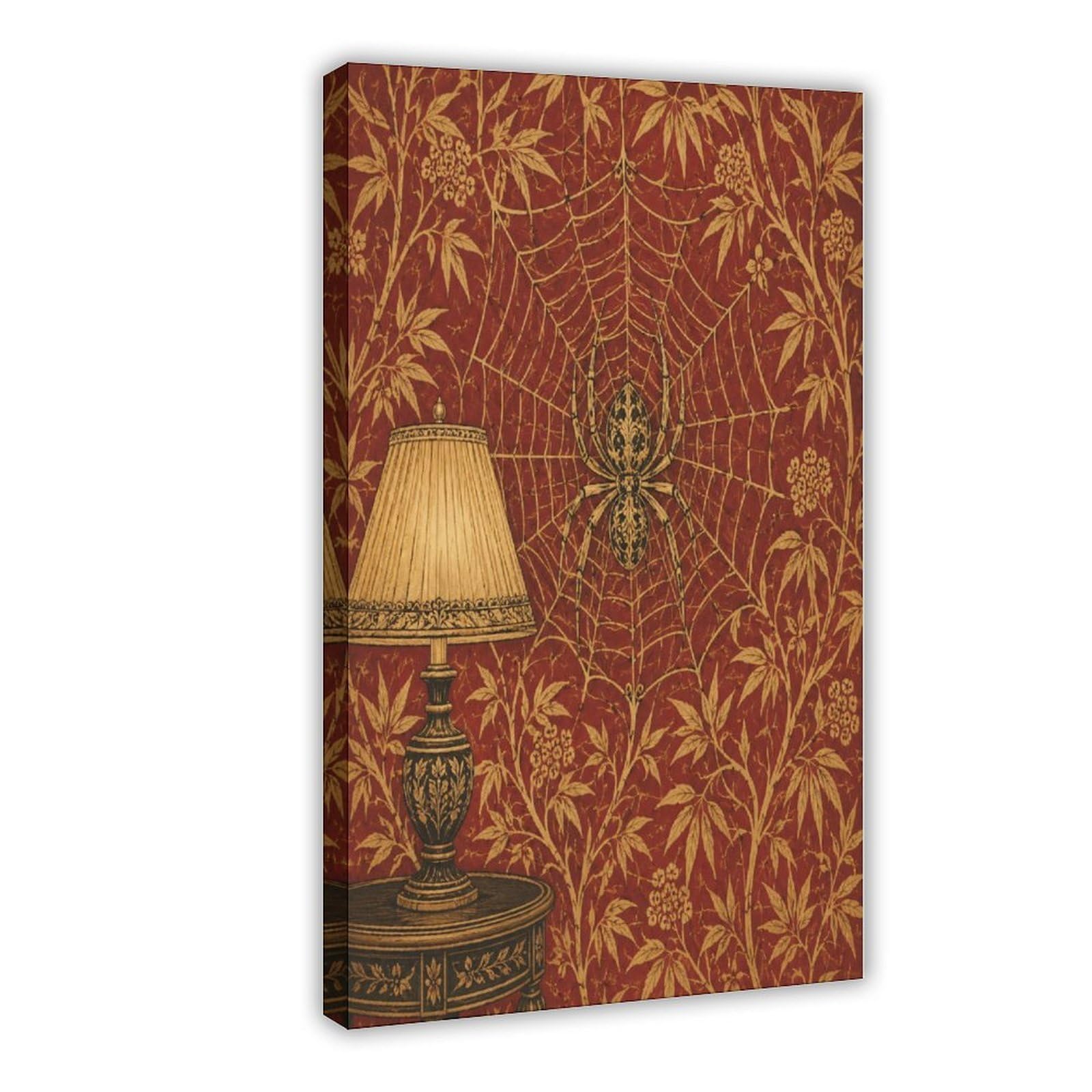 W7c8u2x3 Frame-Style-17 Spiderweb Lamp Room Canvas Wall Art, Gothic Art Gallery Wall