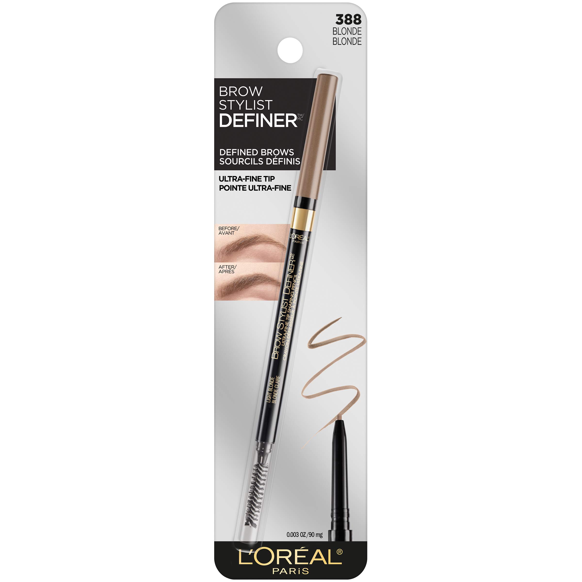 LOreal Paris Makeup Brow Stylist Definer Waterproof Eyebrow Pencil, Ultra-Fine Mechanical Pencil, Draws Tiny Brow Hairs and Fills in Sparse Areas and Gaps, Blonde, 0.003 Ounce (Pack of 1).