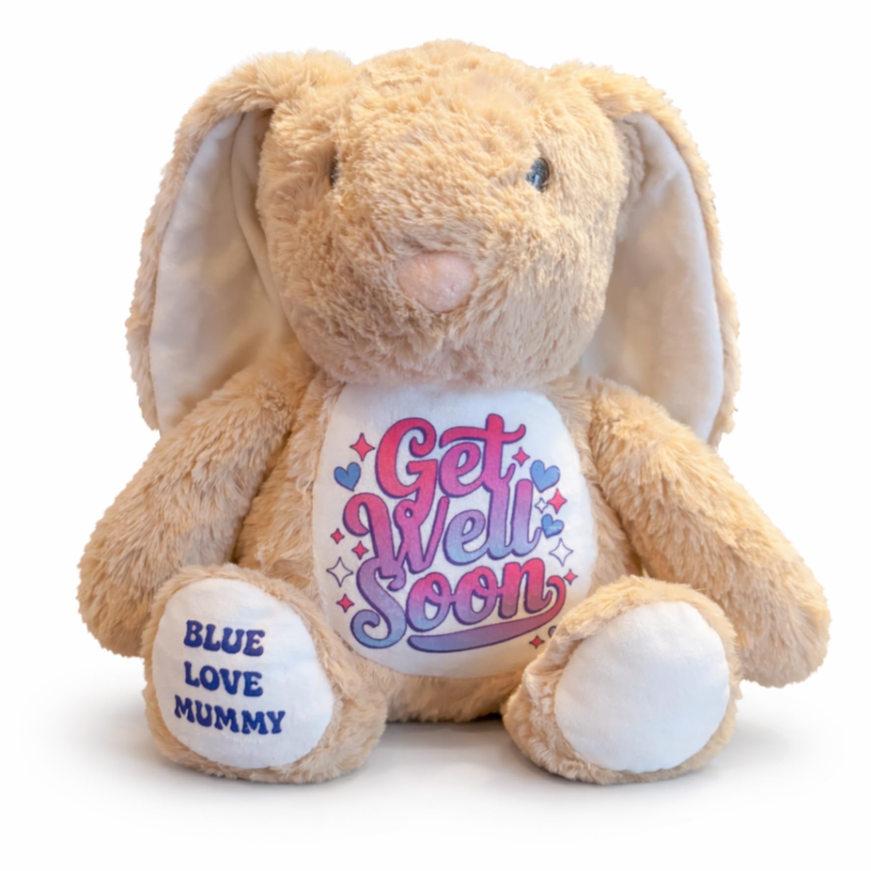 Silly Dog Designs - Personalised Get Well Soon Bunny Soft Toy - Custom Name Comfort Plush Gift with Tote Bag & Poem Card - Cute Recovery Gift for Children or Adults (Brown)