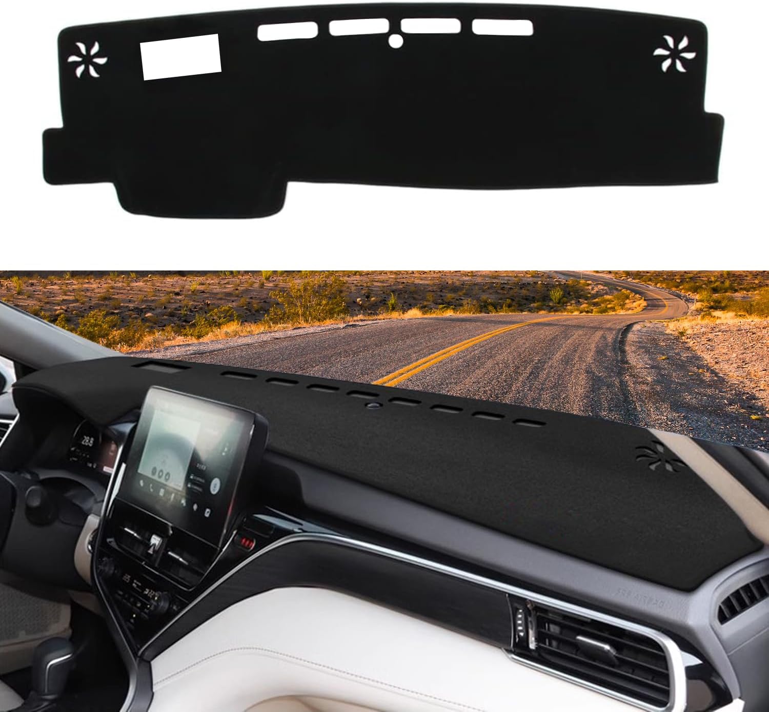 Blazeray Dashboard Cover Dash Cover Mat Pad Carpet Custom Fit for Toyota Camry 2018 2019 2020 2021 2022 2023 2024(Without HUD) Accessories Anti-Skid Center Console Protector Cover Mat(Red Edge)