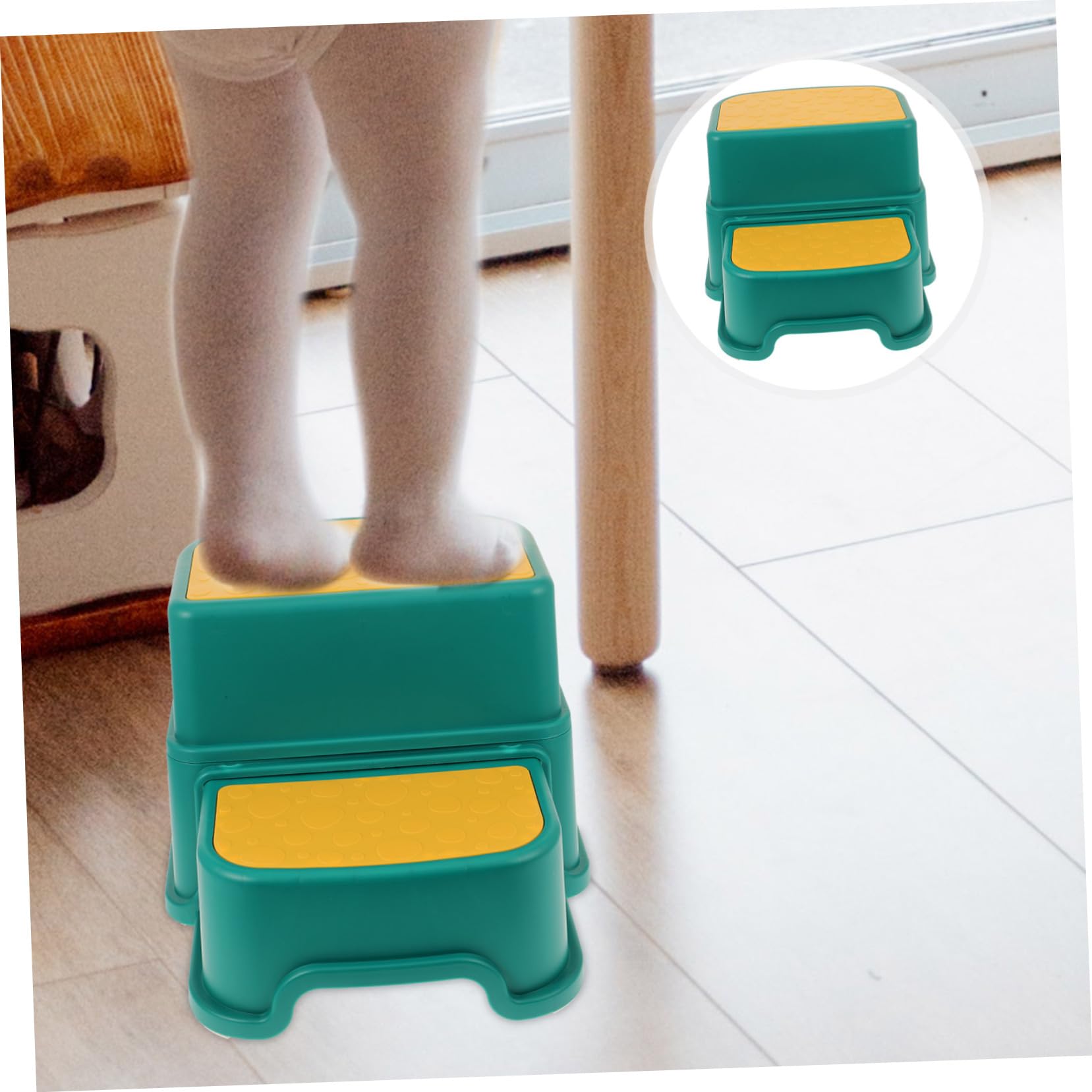 Rutschfester Kindertritthocker aus Kunststoff 2 Stück Blau | Badezimmer und Toilettentraining, Stabile Tragkraft, Leicht und Robust Verarbeitet
