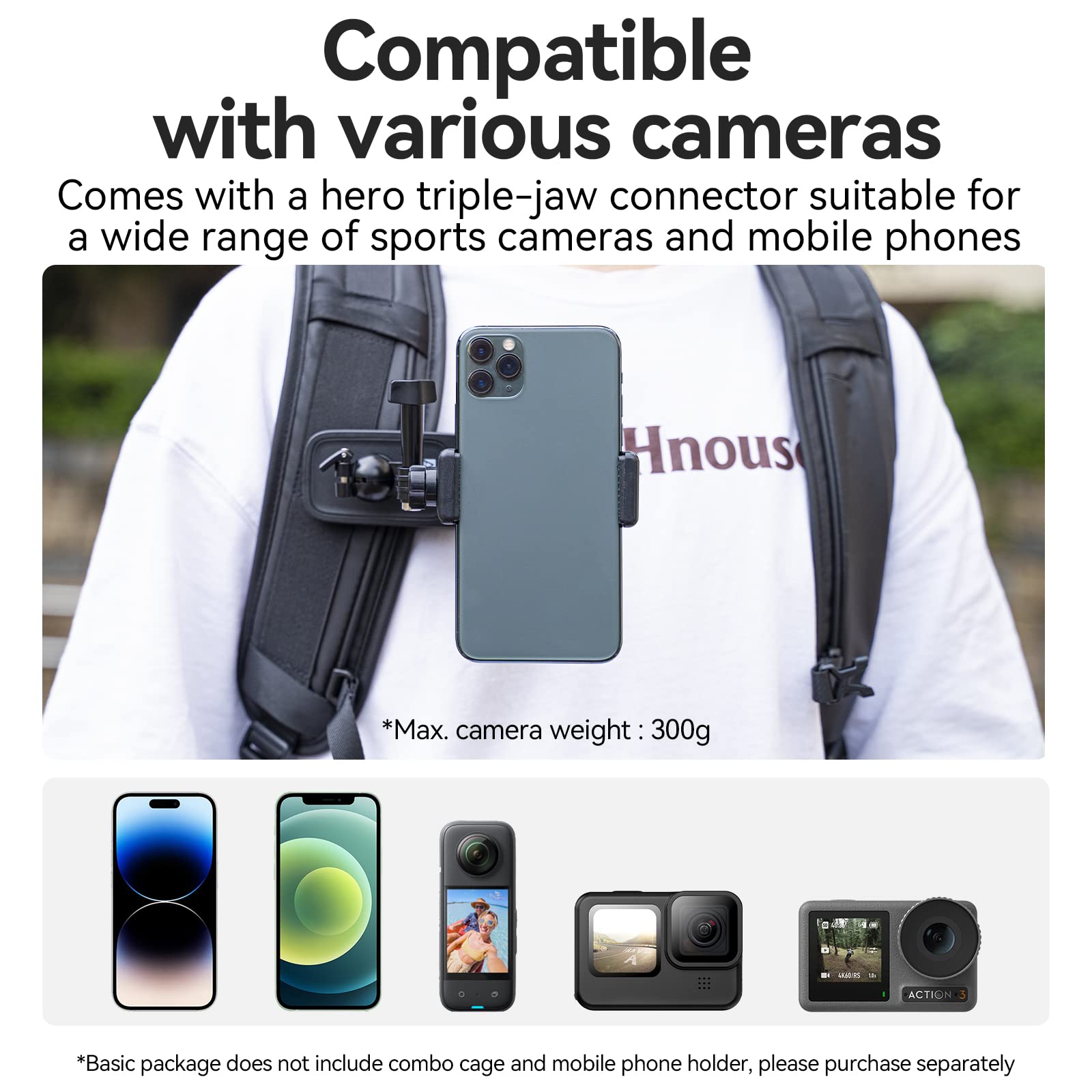 Clip De Fixation Pour Sac à Dos - Rotation 360° - Compatible GoPro, DJI, Insta360 - Pour Sports Et Voyages