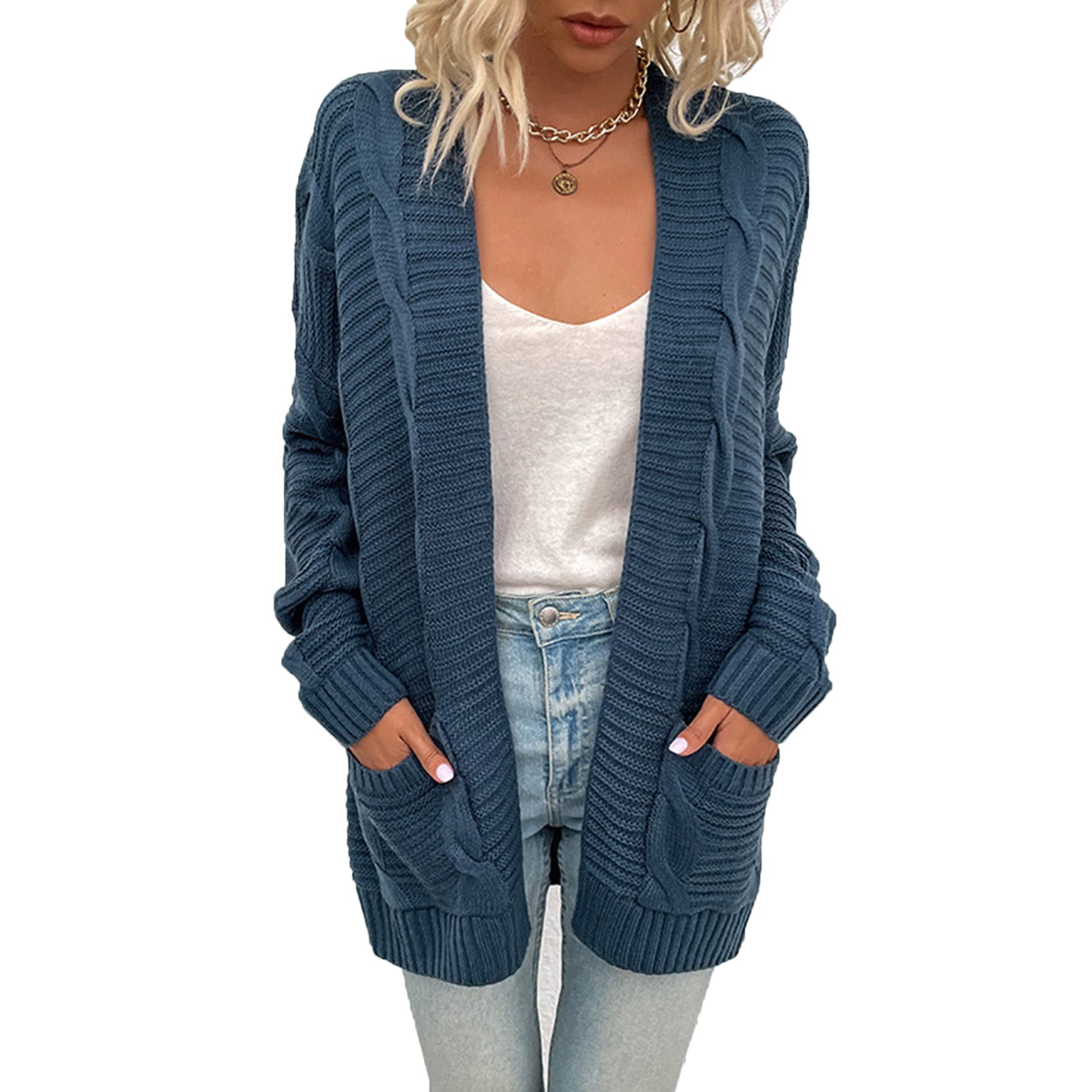 Damen Herbst Und Winter New Twist Cardigan Sweater Damen Mittellange Twisted Rope Cardigan