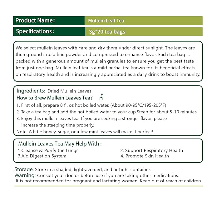 Té de Gordolobo en Saquitos, 20 Unidades, 100% Puro y Sin Cafeína miniatura 7