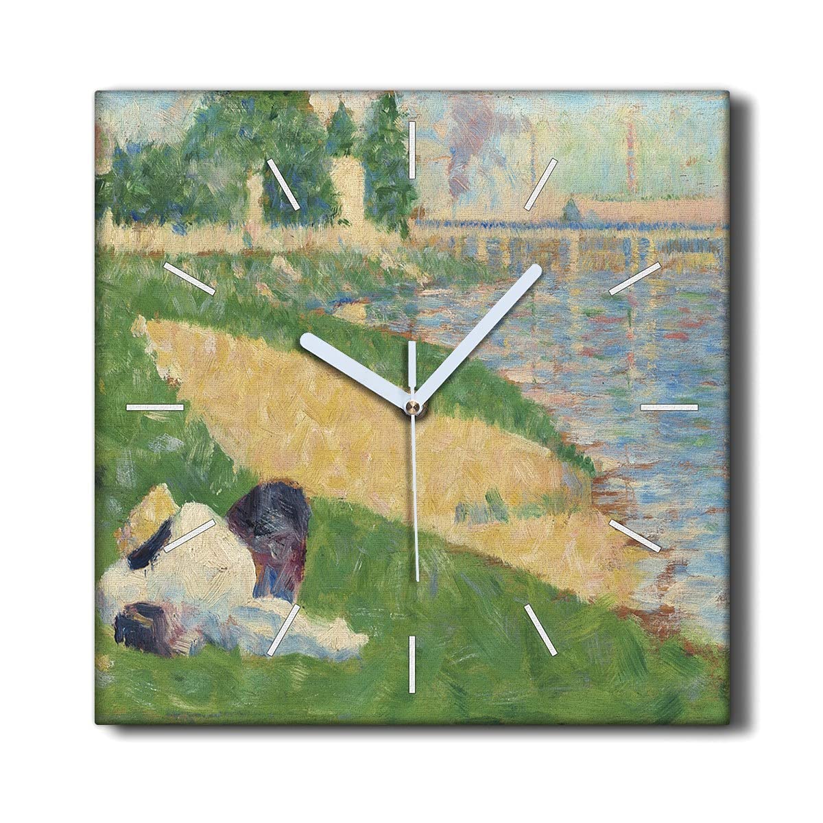 Horloge sur Toile haut de gamme Pont de la rivière Ville pour Salon chic