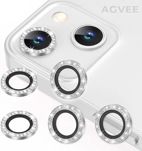 Miniatura 9 de AGVEE 3+3 6 Pack para iPhone 12 Pro Max de 6.7" Protector de lente de cámara, anillo metálico Bling Diamond y Bling Glitter, película de cubierta de