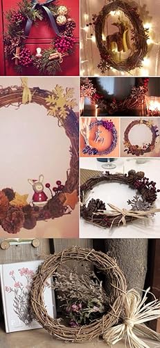 Miniatura 7 de Anillo de corona de vid natural, rollo de base de vides para manualidades, para verano, otoño, Navidad, guirnalda de puerta, decoración del hogar,