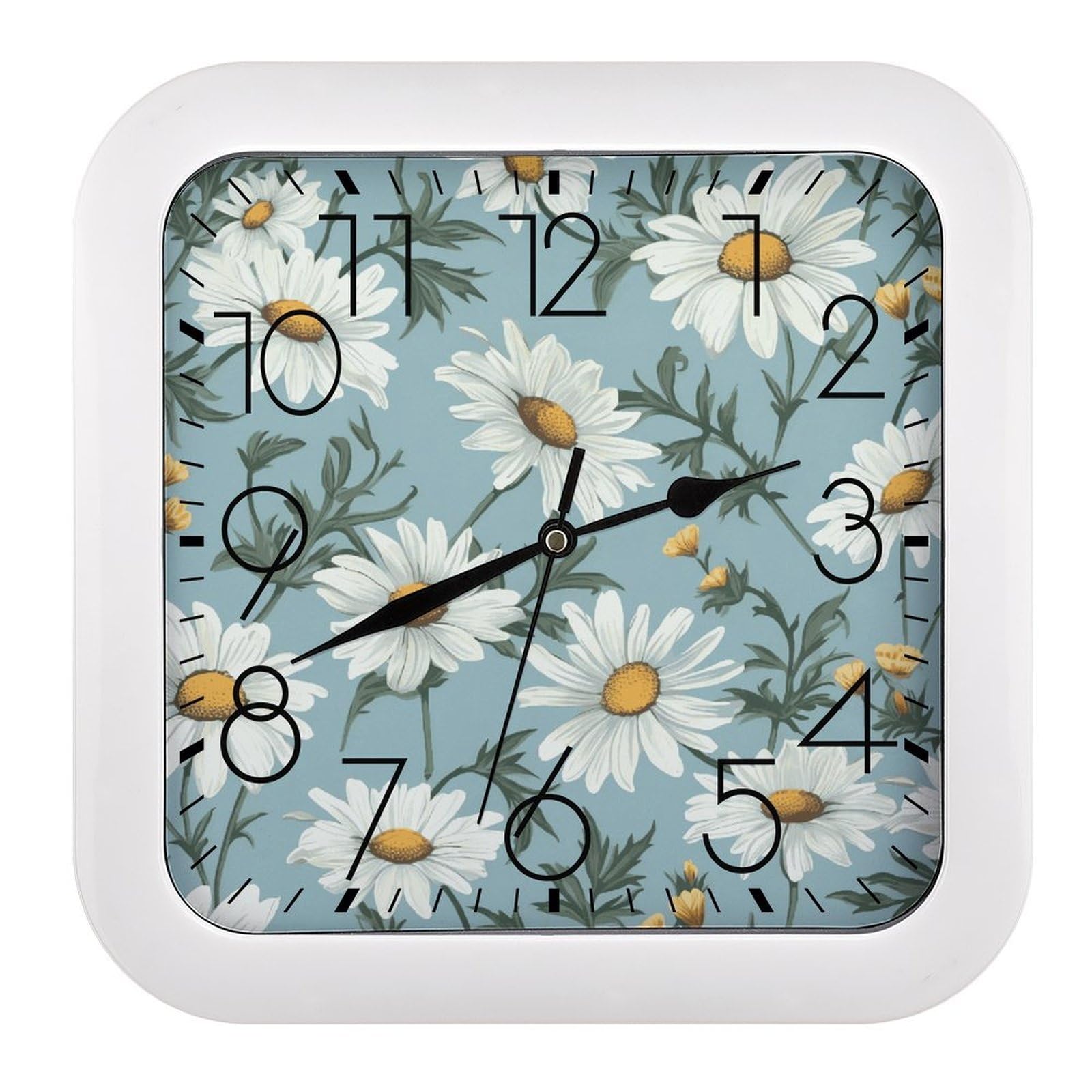 Petites horloges murales carrées Daisy2 pour décorer le salon, la cuisine et le bureau