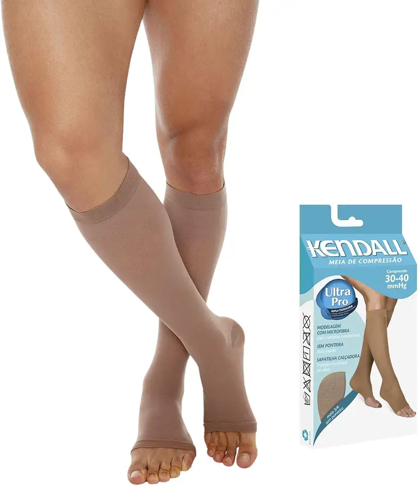 Meia Kendall 3/4 Extra Alta Compressão 30-40 MmHg Sem Ponteira