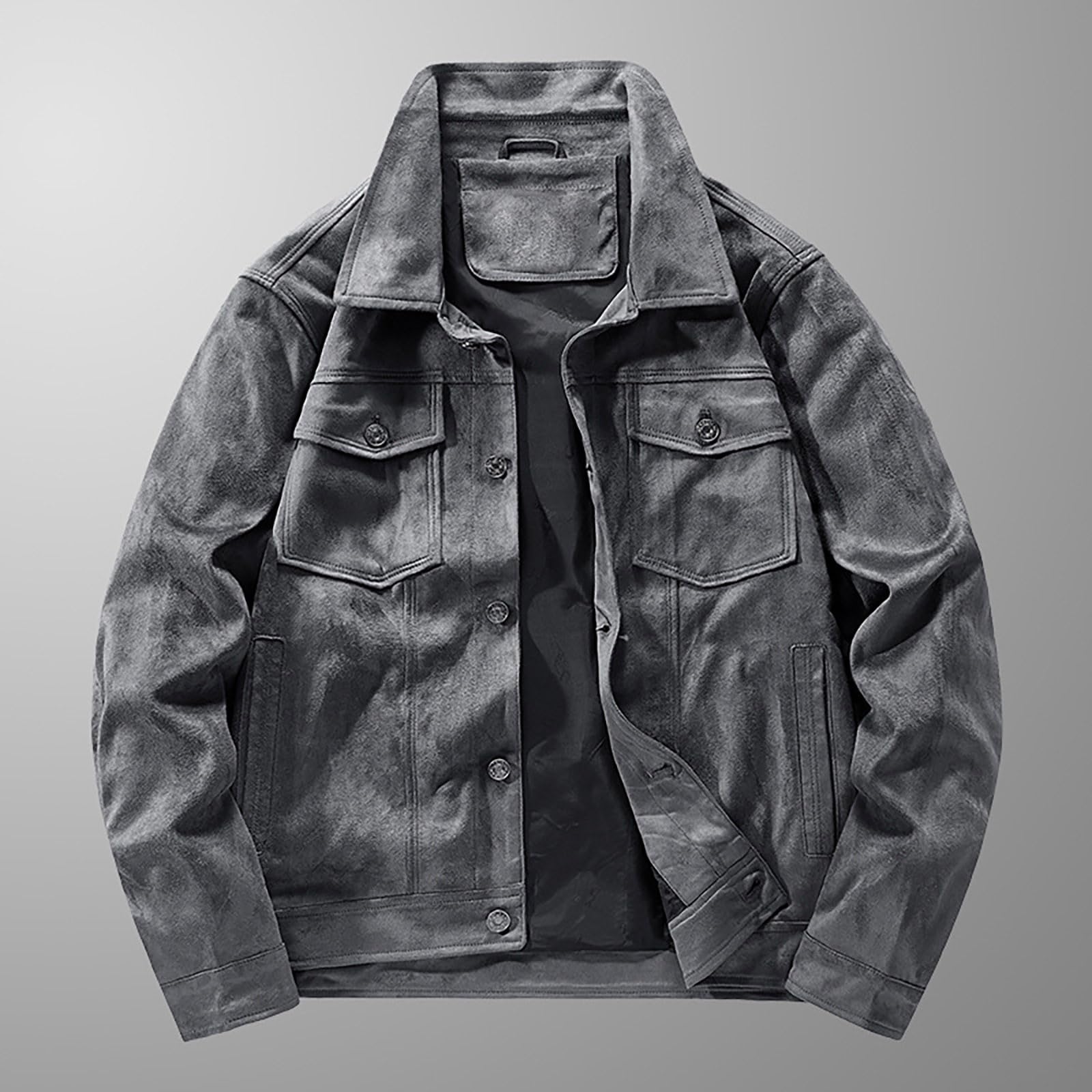 Giacca da lavoro da uomo, tinta unita, vintage, cargo, bottoni, giù per le mezze stagioni, giacca invernale, comoda e pratica, per le attività all'aria aperta, per l'autunno