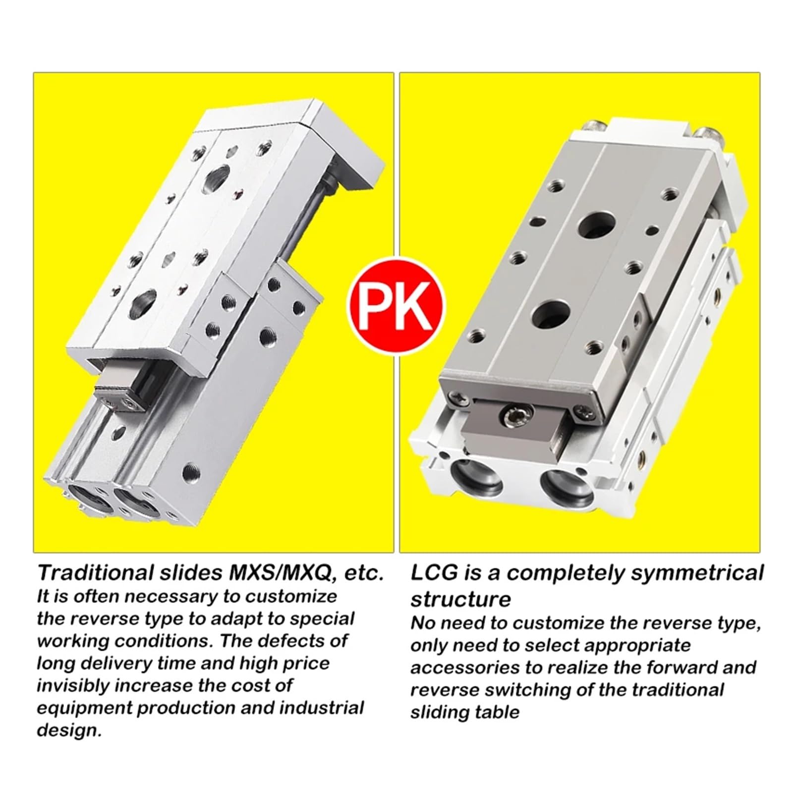 Pneumatikzylinder, 1 Stück Luftschiebetischzylinder LCG-Serie Pneumatischer Linearzylinder LCG6 8 12-10 20 30 40 50 75 100 mm Hub doppeltwirkend(LCG 6,Bore 100mm)