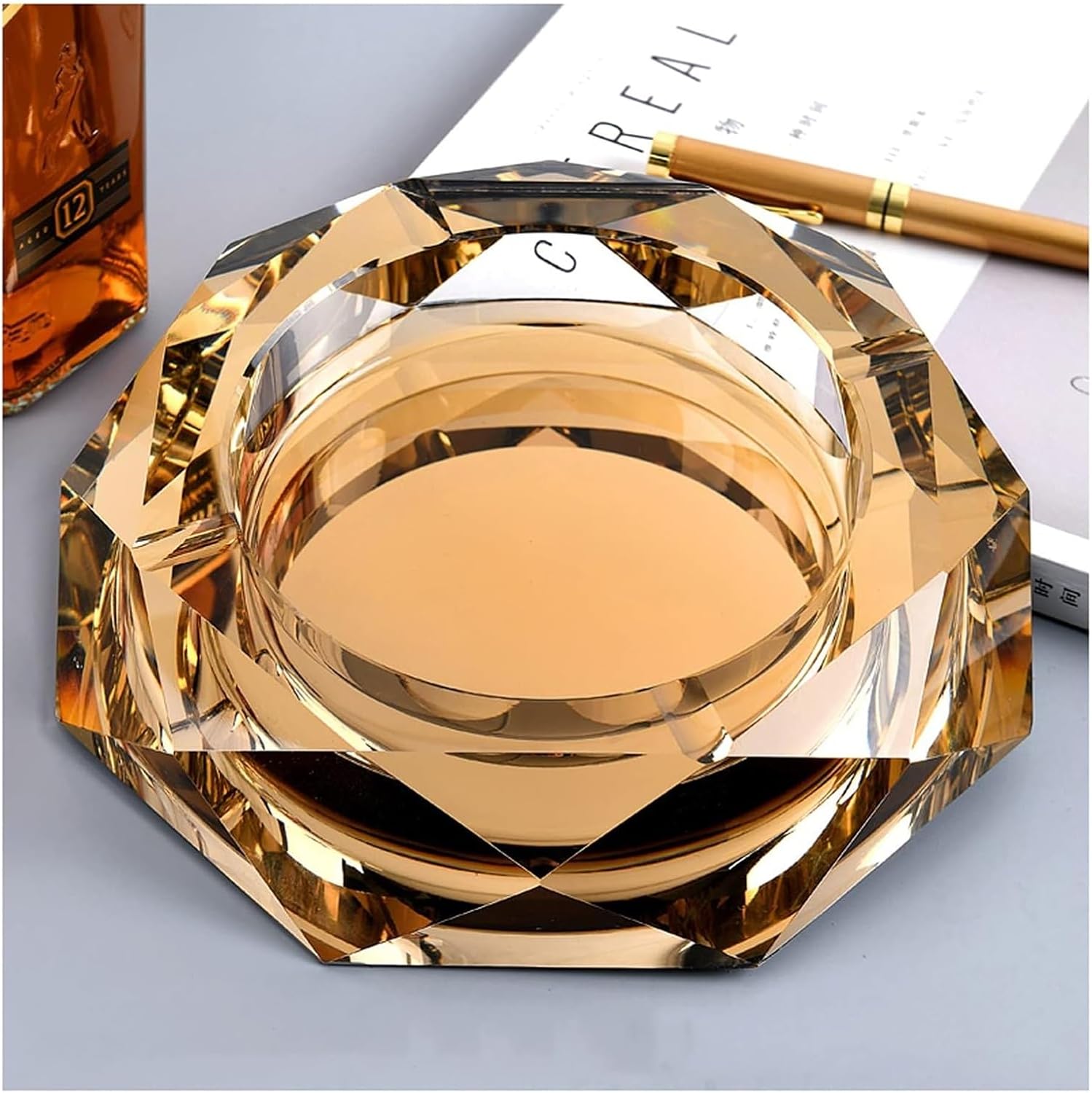Ashtrays Personality Trend Crystal Glass European Style Large Living Room KTV(C,15cm)