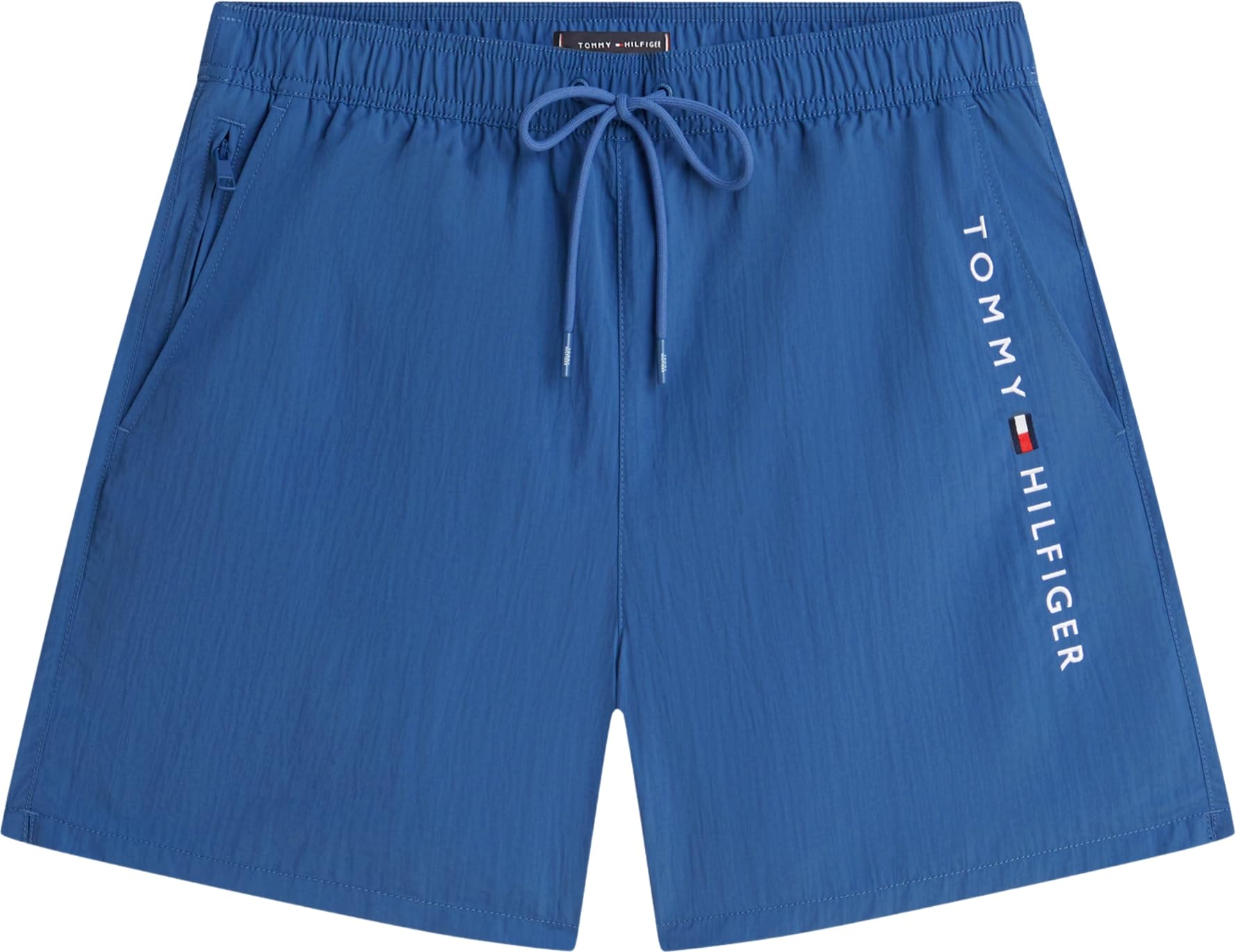 Tommy Hilfiger Męskie średnie kieszenie zapinane na zamek ze sznurkiem UM0UM03748 kąpielówki, niebieski (Morze Egejskie), S