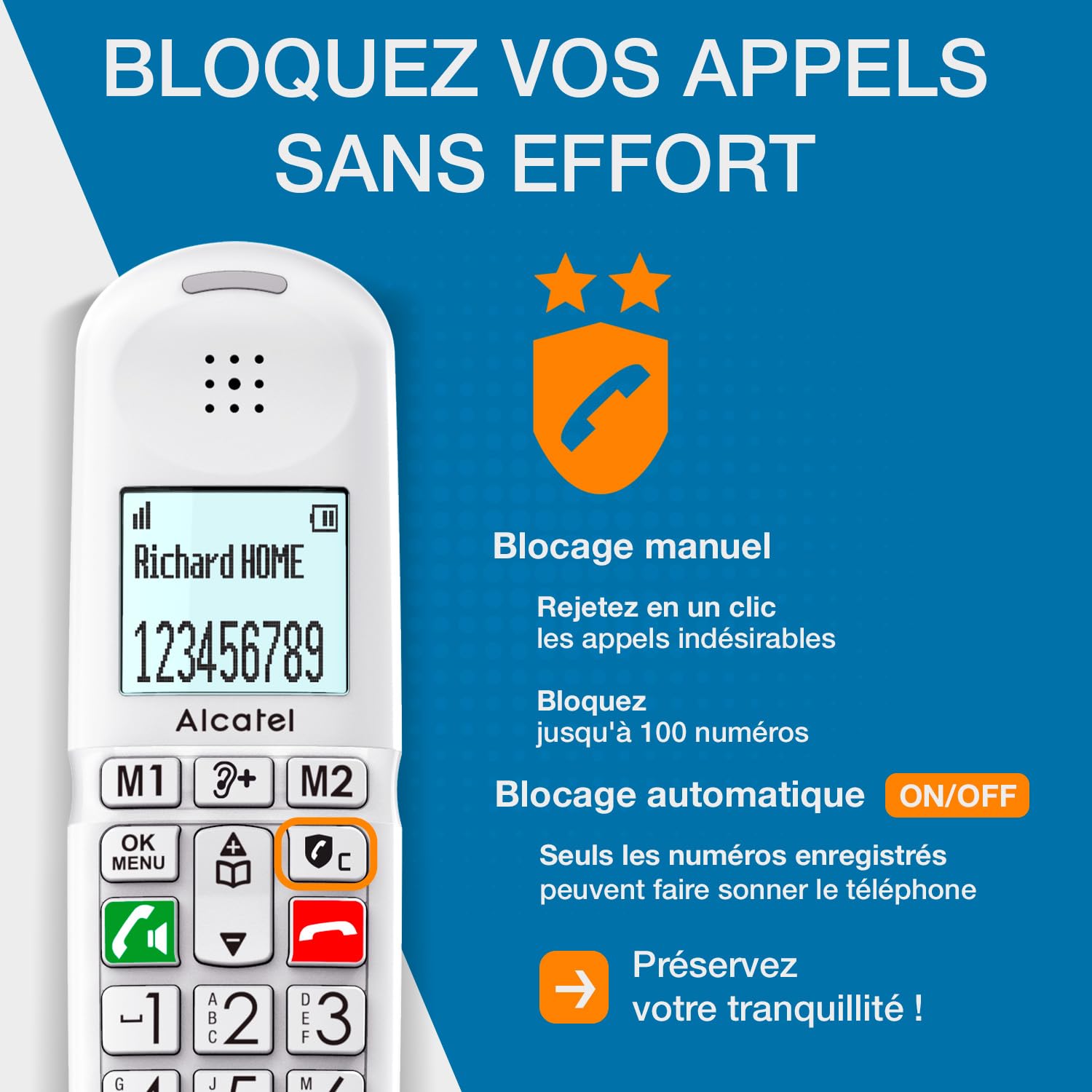 ALCATEL XL685 Voice Duo - Telefono Fisso Senza Fili DECT Senior Formato XL Con Risponditore - Schermo ad Alta Lisibilità - Grandi Tasti - Audio Boost - Mani Libero - Blocco Chiamate - 2 Combinate