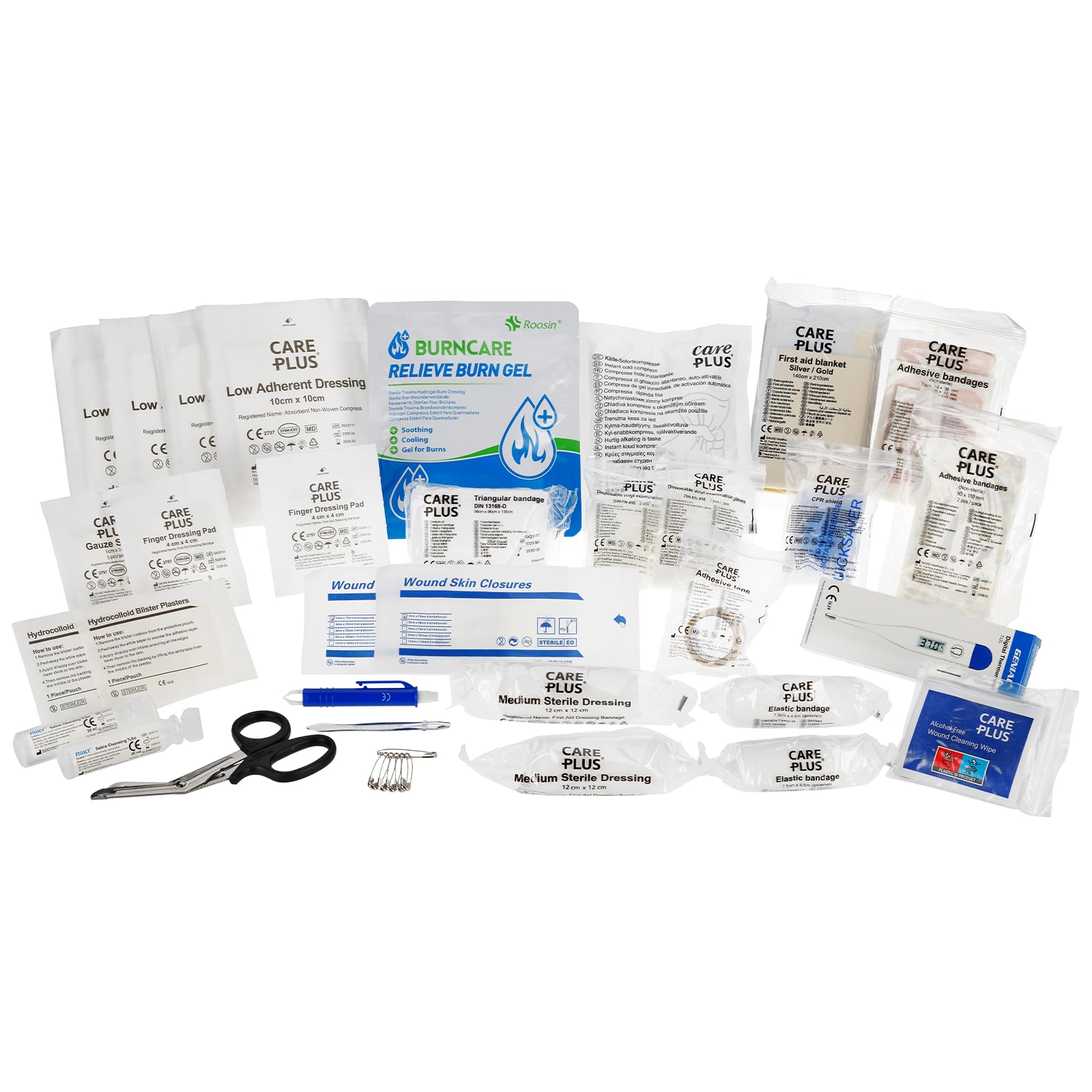 Care Plus Trousse de Secours Familiale, Pour 2 Personnes ou Plus, Pour la Maison et les Voyages, 90 Articles, Rouge