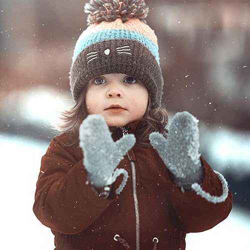 Miniatura 4 de MENOLY 6 Pairs Toddler Magic Stretch Mittens Winter Warm Kids Knit Gloves for Little Girls Boys