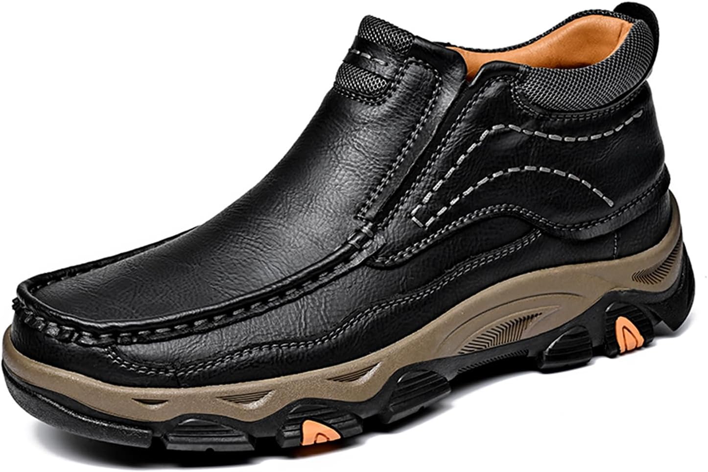 MOSTELO Mens Slip Leather Casual Walking Shoes Comfortable for Work ...