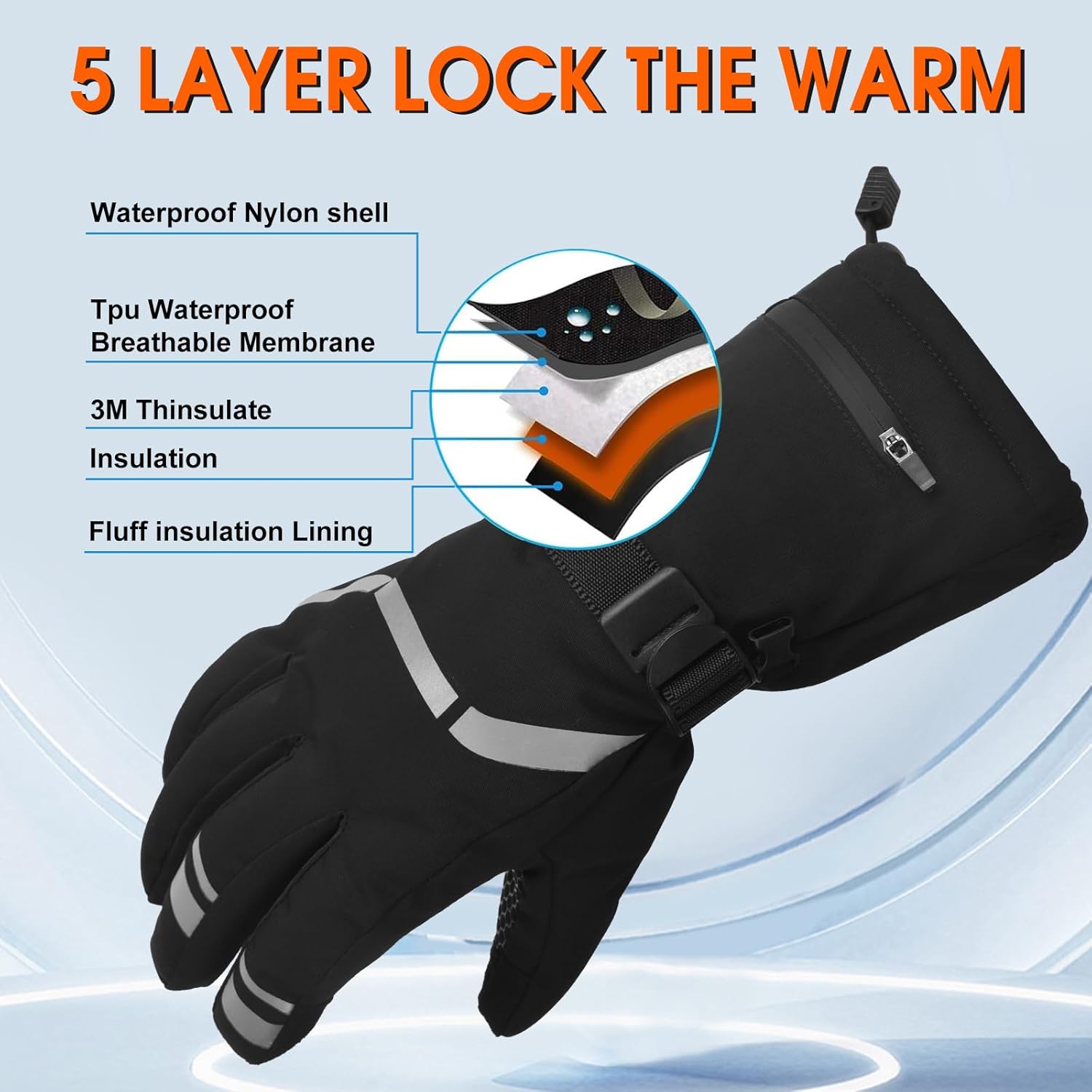Winter Gloves for Men Women,Waterproof & Windproof Ski Women Glove with Touchscreen Thermal Lining, Anti-Slip Warm Gloves for Outdoor Working Cycling Motorcycle Skiing Running Hunting Camping