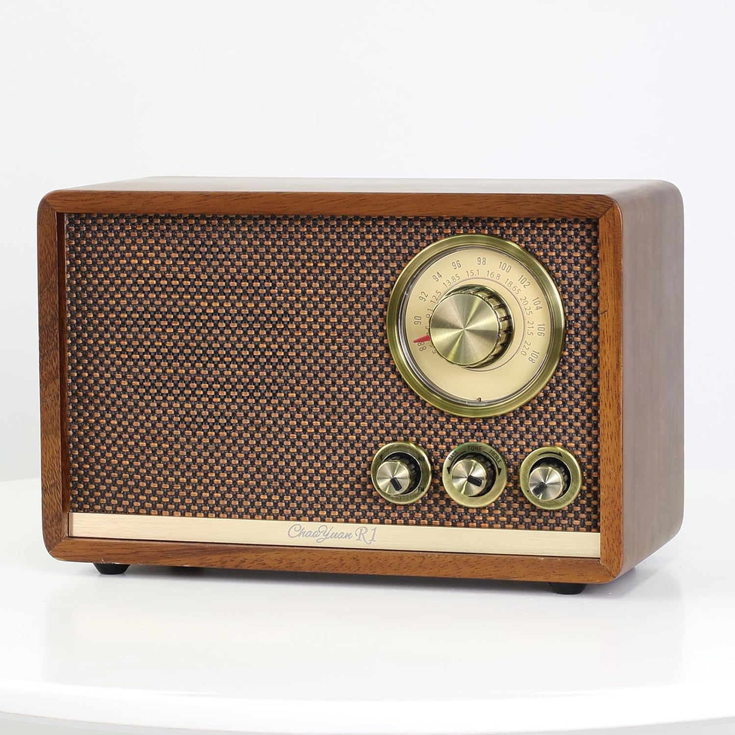 ChaoYuan R1 Walnut Solid Wood Bluetooth Speaker, Elegant Vintage Radio,SW/FM,Shortwave for Home, Kitchen, Cafe,Wireless Streaming,CHOYONG R1 (Walnut Solid Wood)