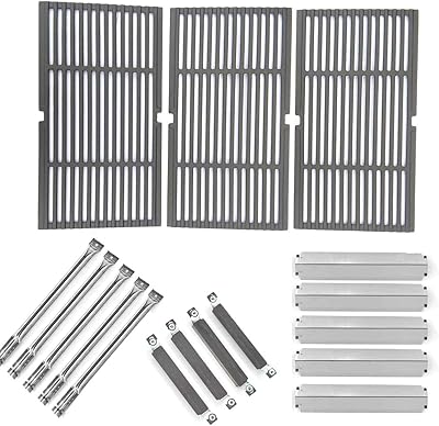 Repair Kit for Charbroil Commercial 463268806 BBQ Gas Grill Includes 4 Crossover Tube Burners, 5 Stainless Heat Plates, 5 Stainless Steel Burners and Porcelain Grates