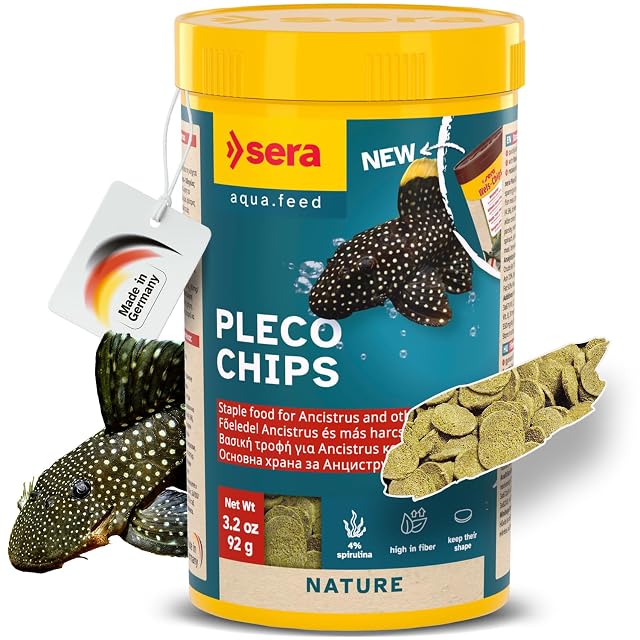 Sera Pleco Chips 3 4oz 0 21lbs Premium Fish Food for Ancistrus Plecos High Fiber No Dyes Preservatives