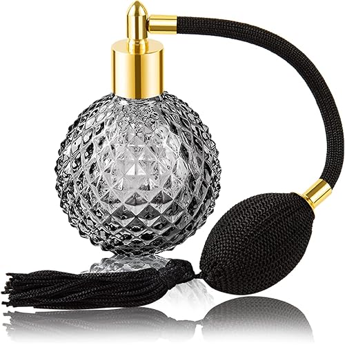 Vintage Perfume Spray Bottle 100ml Vintage Refillable Perfume Bottle with Long Tassel Black