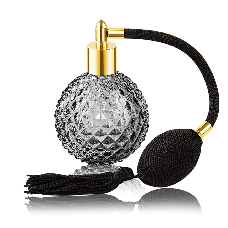 Frasco spray recarregável para perfume Lamoutor preto com tassel longo, 100 mL
