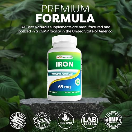 Miniatura 5 de Best Naturals Suplemento de hierro - 65 mg - 240 tabletas - Sin OMG y sin gluten