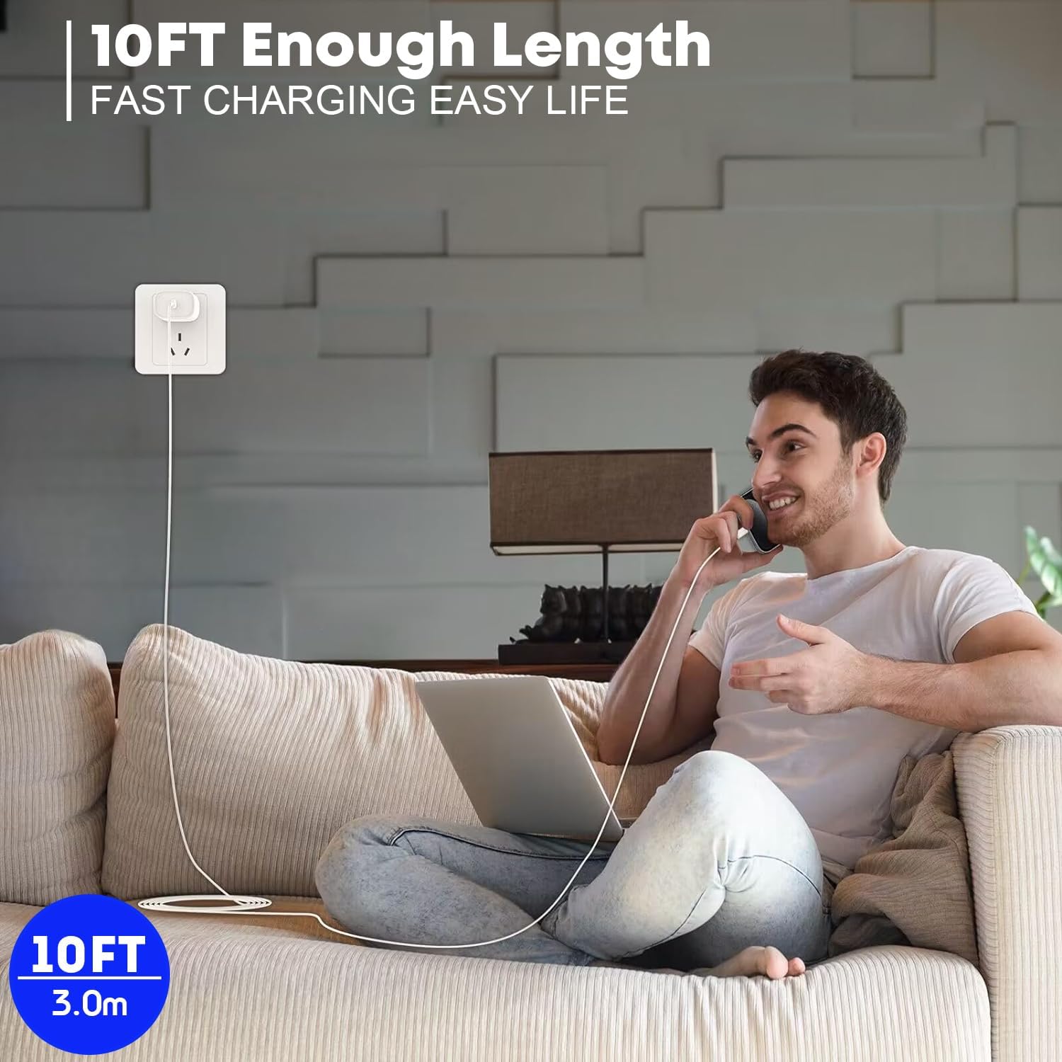 Fast Charger for iPhone 16/15 Charger,10FT Extra Long Fast Charging 3Pack USB-C Wall ChargerBlock USB C To USB C Fast Charging Cable Cord for iPhone 16 Pro Max/iPhone 15 Pro/15 Plus,iPad Pro/Air/Mini