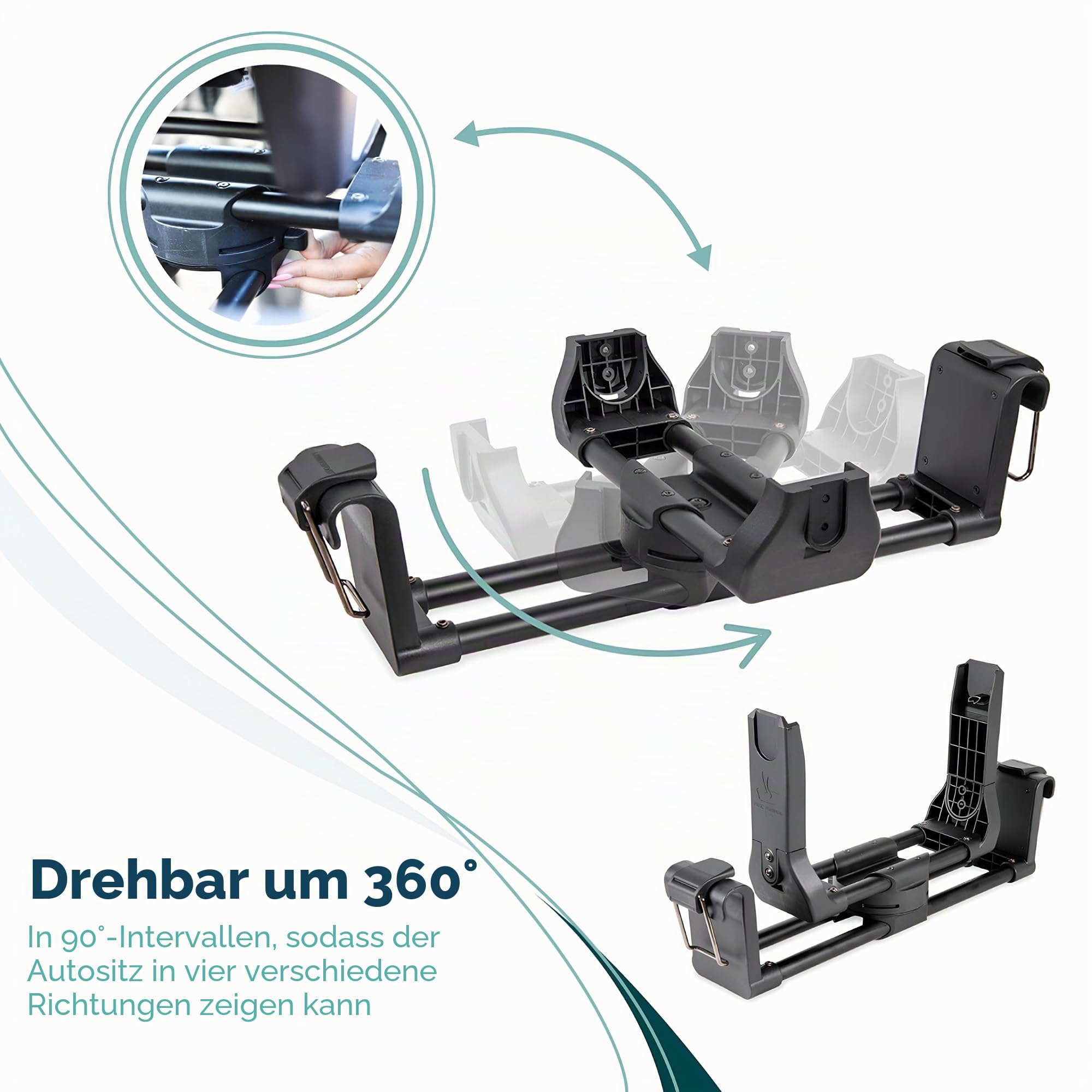 WonderFold KinderVan W2 Serie Autositz-Adapter: Sichere Befestigung der Babyschale für euer Baby und ein Kind auf der gegenüberliegenden Bank