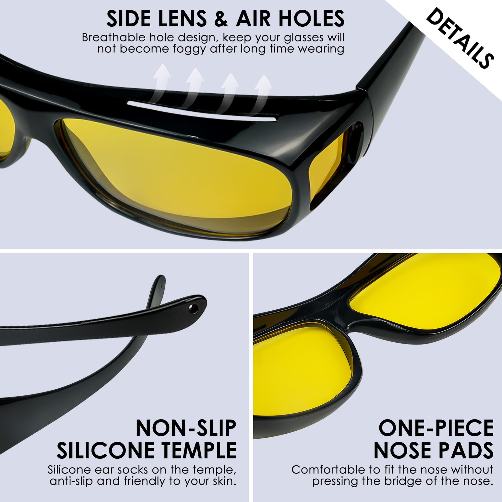 Snapklik.com : Chiccool Night Driving Glasses Fit Over For Men Women
