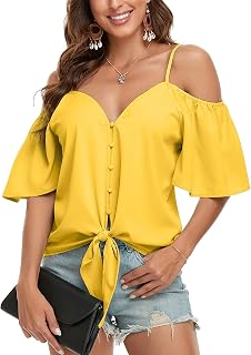 Amazon.com: Yellow Off-shoulder Blouses