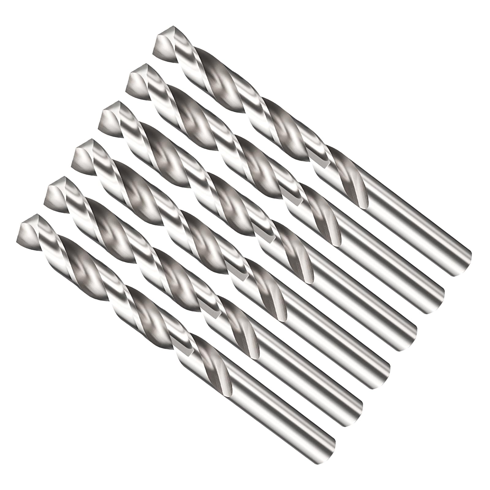 METALLIXITY 12.3mm Drill Bit (31/64") 6Pcs, 4241 High-Speed Steel Straight Shank Uncoated (Bright) 118° for Wood Plastic Iron Copper Aluminum Low Soft Metal
