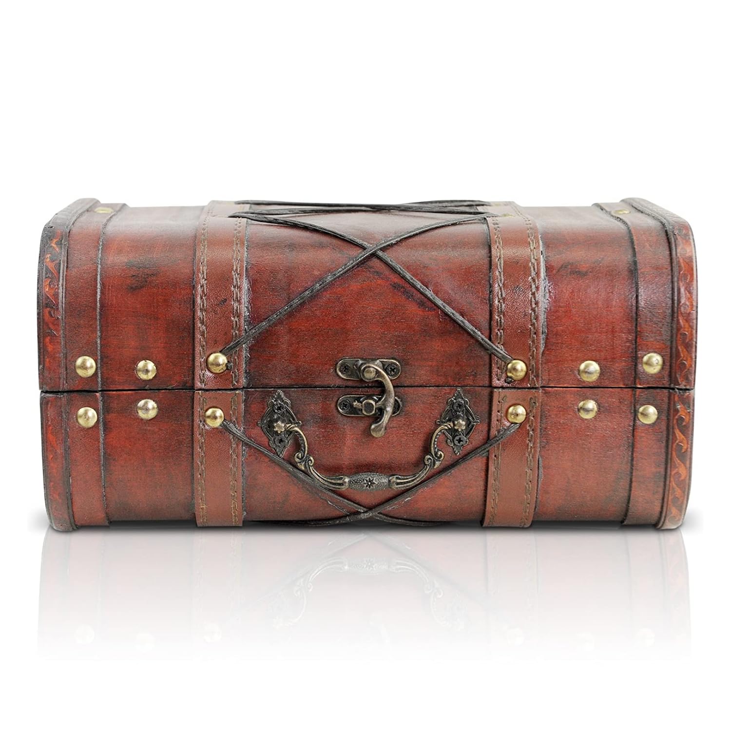 Brynnberg - Caja de Madera Cofre del Tesoro Pirata de Estilo Vintage, Ideal para regalos y utilizaciones variadas,Hecha a Mano, Diseño Retro 28x28x14cm