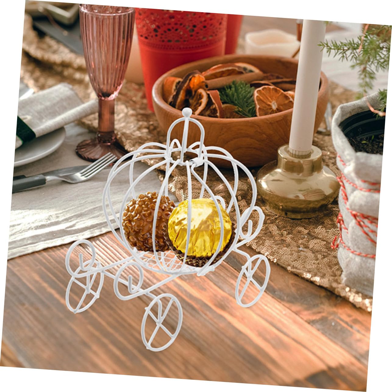 STOBAZA 10stücke Hochzeitsbonbonbox aus Weißem Eisen im Kürbiskutschen-design Süßigkeitenbox für Party-dekoration Leere Pralinenschachtel als Gastgeschenkbehälter Dekorative Bonbonbox