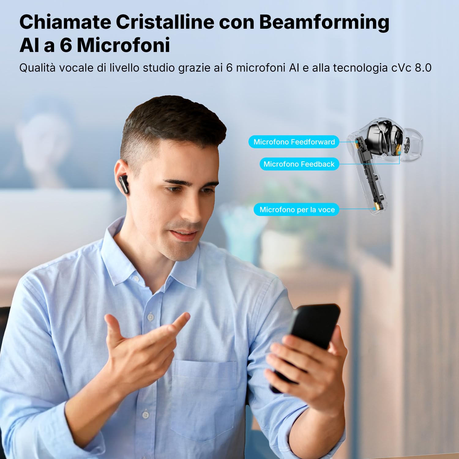 EarFun Air Pro 4+ Cuffiette Bluetooth, Cancellazione Adattiva del Rumore | 6 Microfoni, Doppio Driver, Hi-Res Audio, LDAC, Qualcomm aptX Lossless, Bluetooth 6.0, 54 Ore, Ricarica Wireless, IP55, Nero