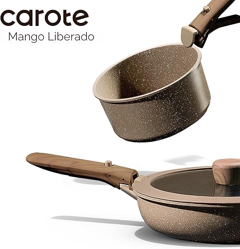 Miniatura 7 de CAROTE Juego de 17 ollas y sartenes antiadherentes con mango desmontable, juegos de utensilios de cocina antiadherentes, juego de cocina de cocina,