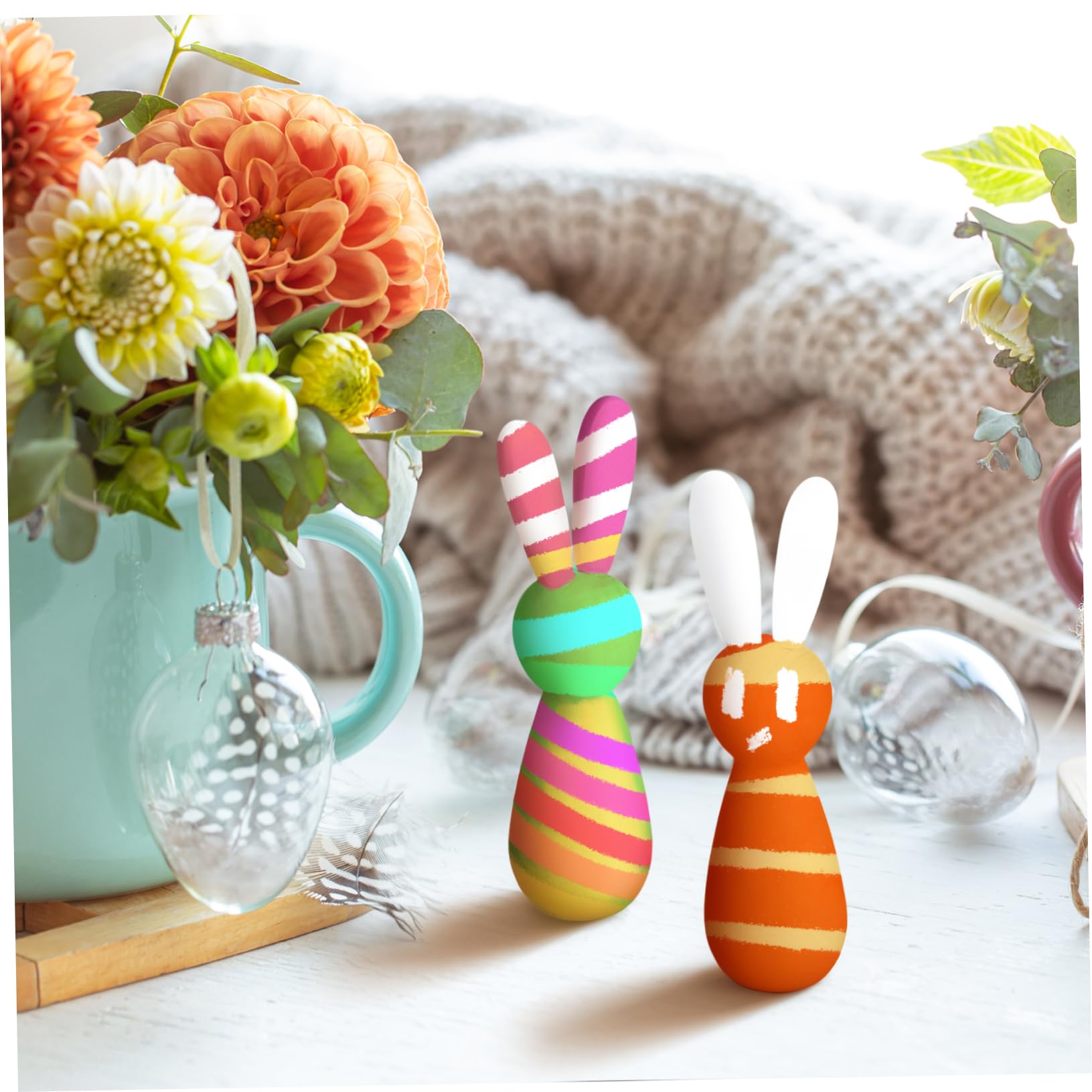 Figuras De Conejo De Madera Sin Terminar Para Pintar Diy 5 Piezas Naturales Para Niños Decoración De Mesa Manualidades Infantiles Temporada De Flores Pascua Fiestas