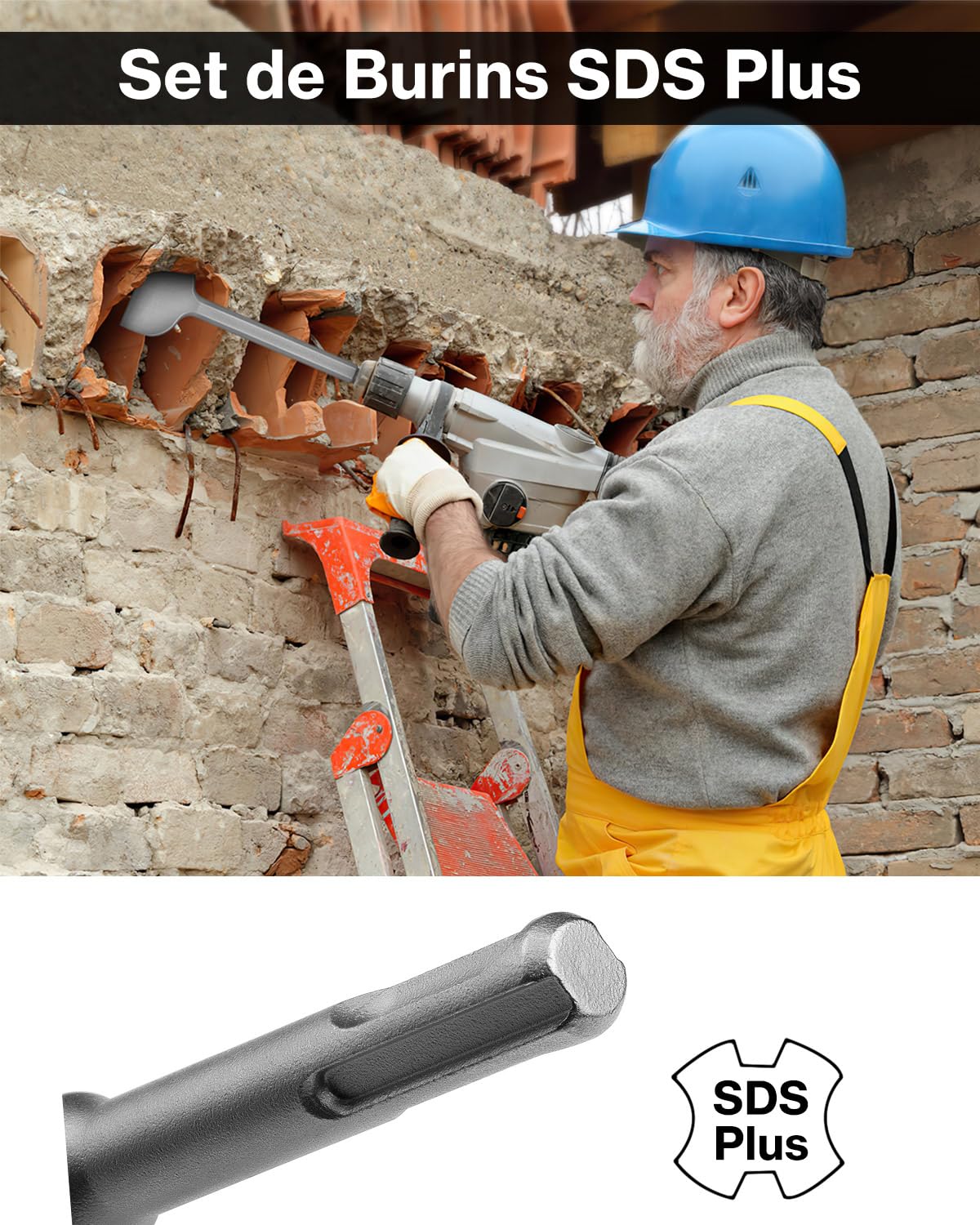 Lytool 2 Pcs Burin-SDS-PLUS-Carrelage 250x40mm/280x100mm Burin:Plat pour Carreleur SDS-Plus Ciseau à Carrelage pour Céramique,pour Perceuses Légères et Marteaux à Percussion