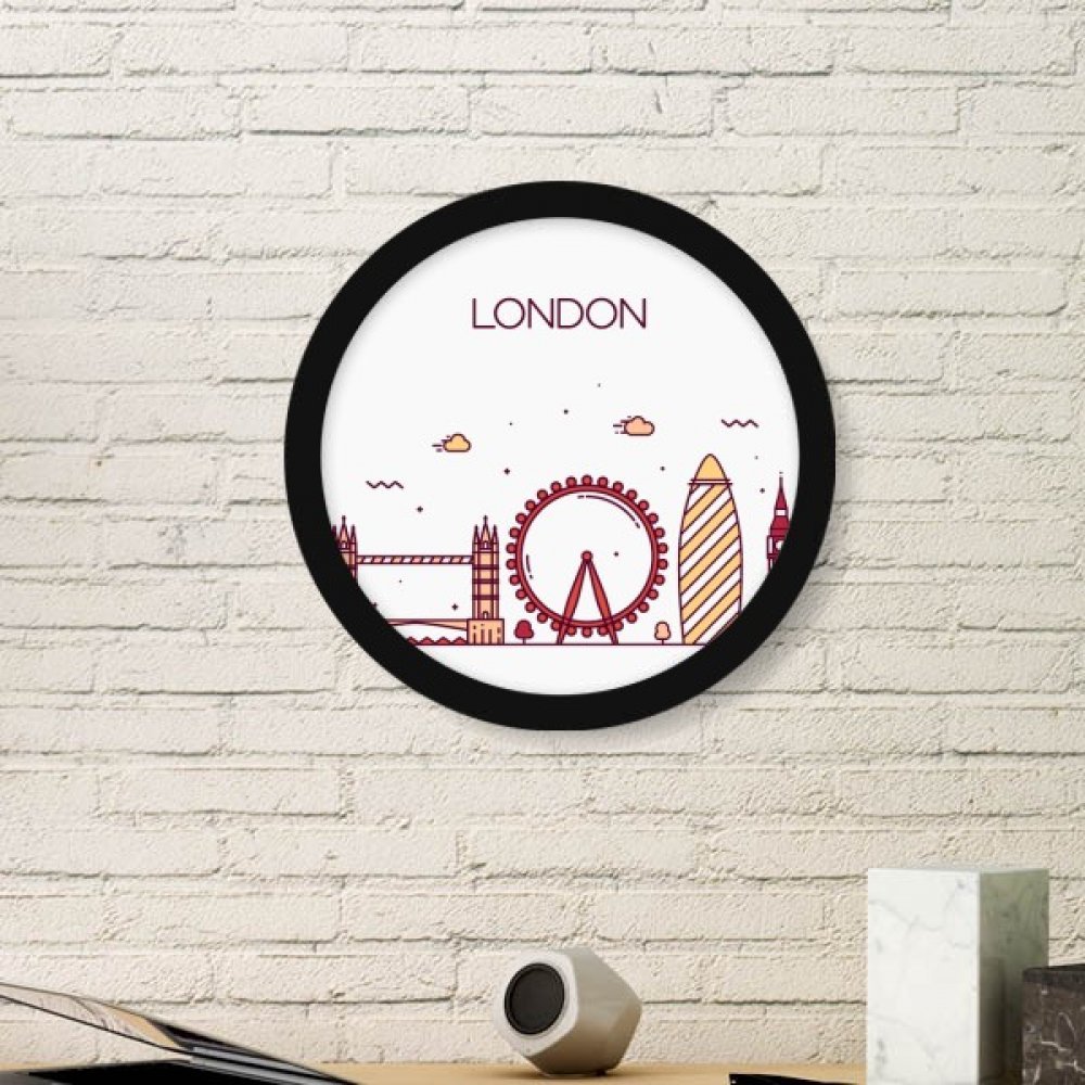 Cadre photo rond avec motif repère de Londres noir pour décoration murale élégante