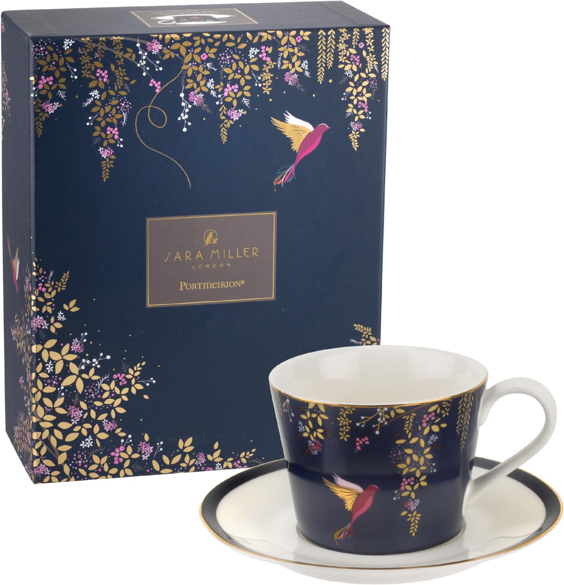 Sara Miller for Portmeirion Chelsea Cup and Saucer, Ceramic Navy, 230 x 185 x 95 cm