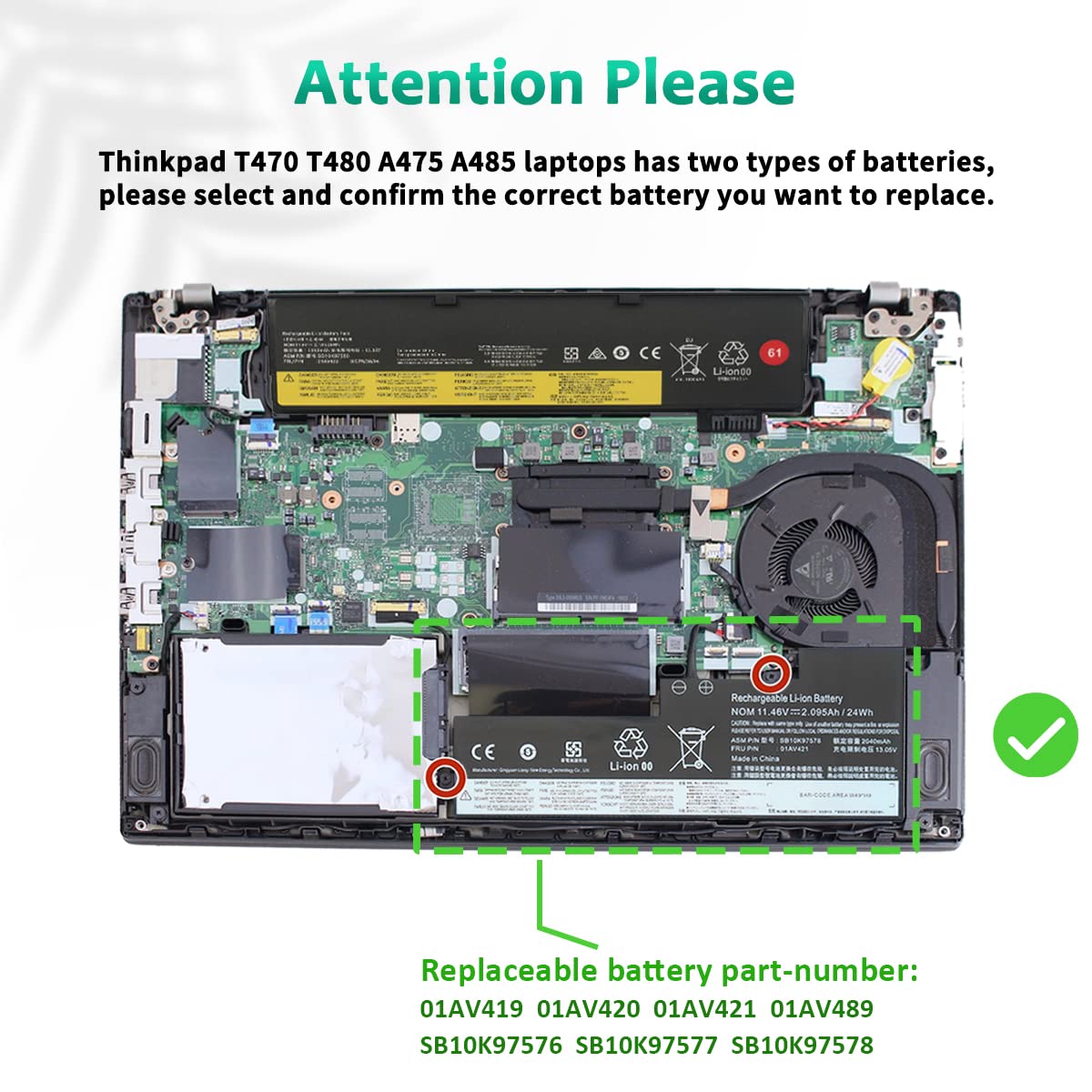 24WH 01AV421 Internal Laptop Battery Compatible with Lenovo