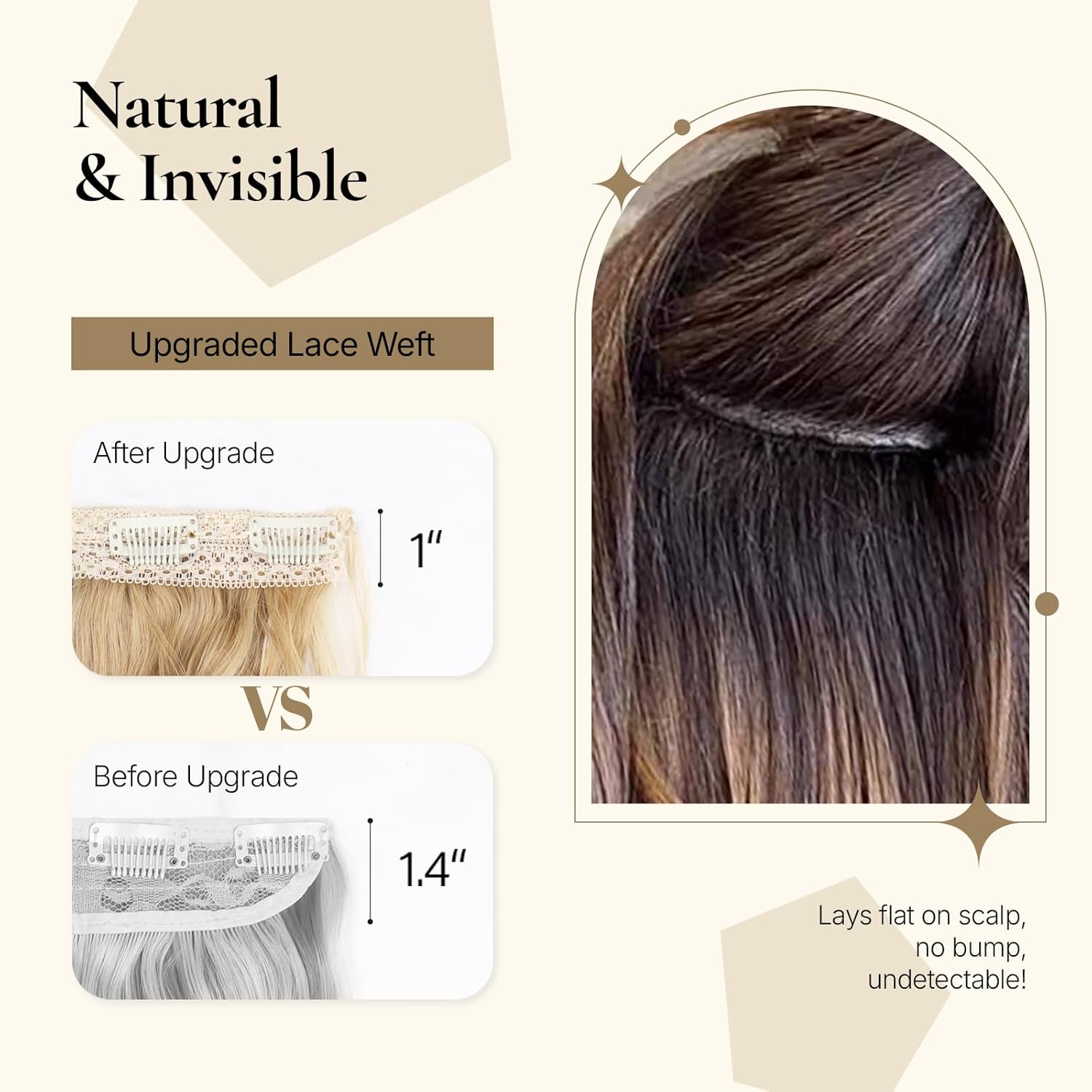 LEEONS Curly Clip in Hair Extensions, 4PCS 16 inch Curly/Wavy Hair Extensions Clip ins - Lace Weft Soft Natural Hairpieces for Women (Natural Black) - Image 5