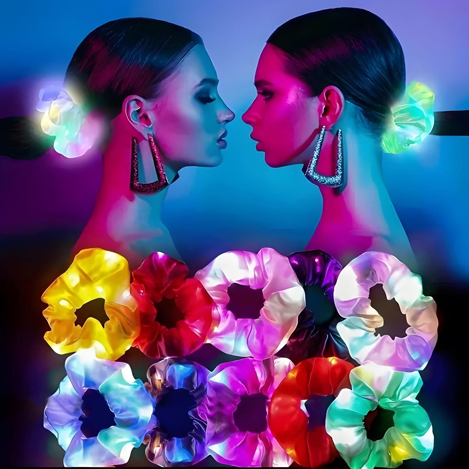 10 Pcs LED Scrunchies, LED Light Up Headband Elastic Hair Bands