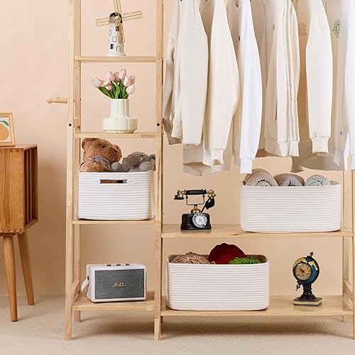 Miniatura 3 de Cestas de almacenamiento grandes para organizar, cestas de estante de armario para ropa, manta, toallas, guardería del bebé, caja de contenedores de